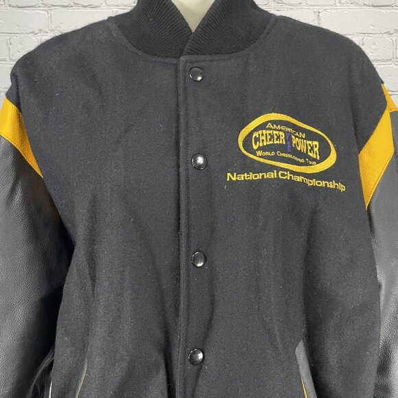 American Cheer Power Wool Leather National Champion Snap Jacket Size Youth Large - Picture 6 of 7